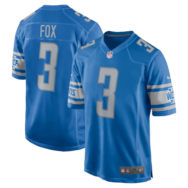 mens nike jack fox blue detroit lions game jersey